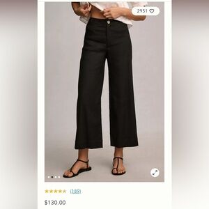 NWT Anthropologie Maeve wide leg cropped black pants